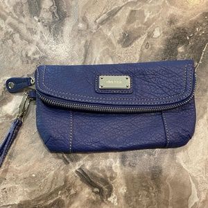 NINE WEST leather blue wristlet